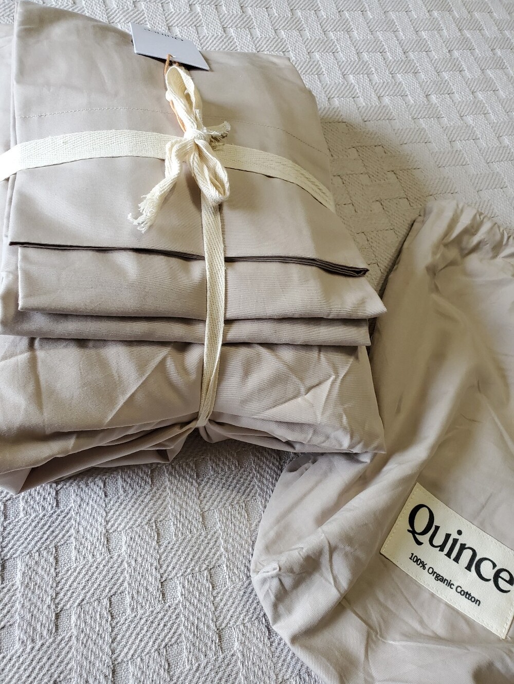 Quince King 100% Organic Cotton Crisp Percale Fitted Sheet Set Pillowcases